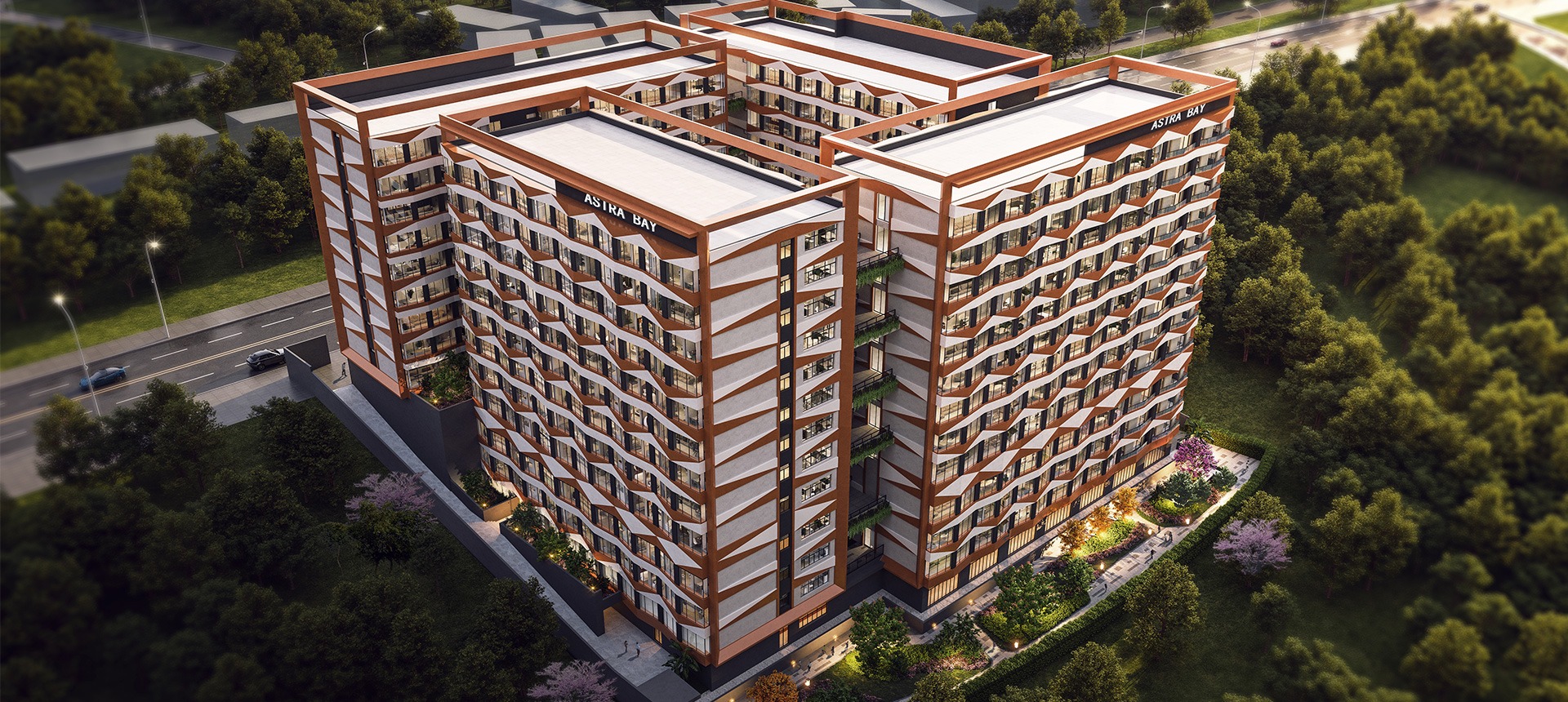 Astra Bay Aerial Exterior View